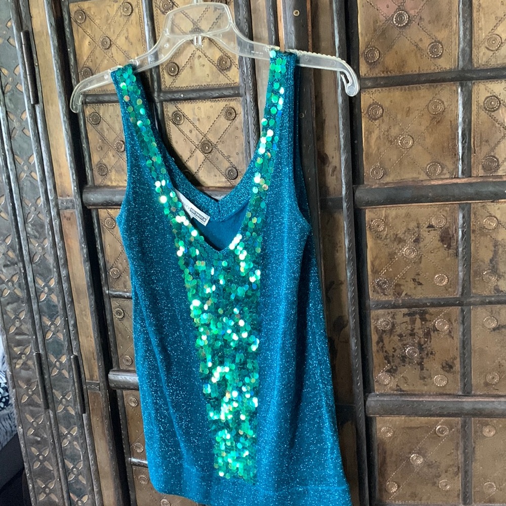 Necessary Objects Mermaid Sequin Blue Metallic Ta… - image 1
